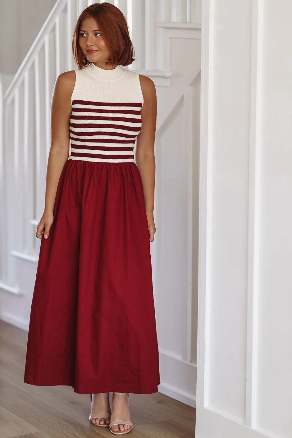 Admiring Classic Midi Dress - Burgundy