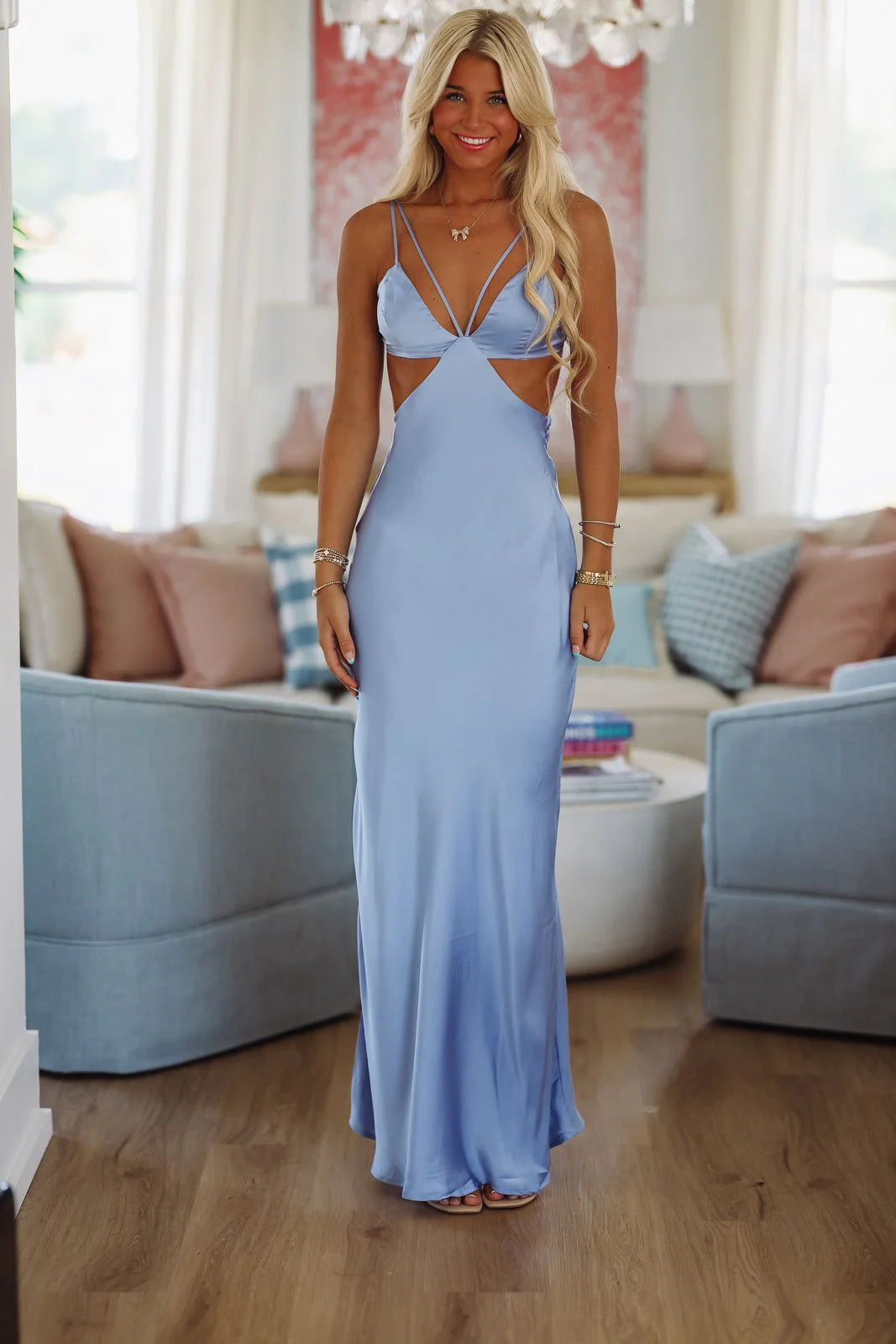 All Eyes on Her Maxi Dress - Blue - Image 3