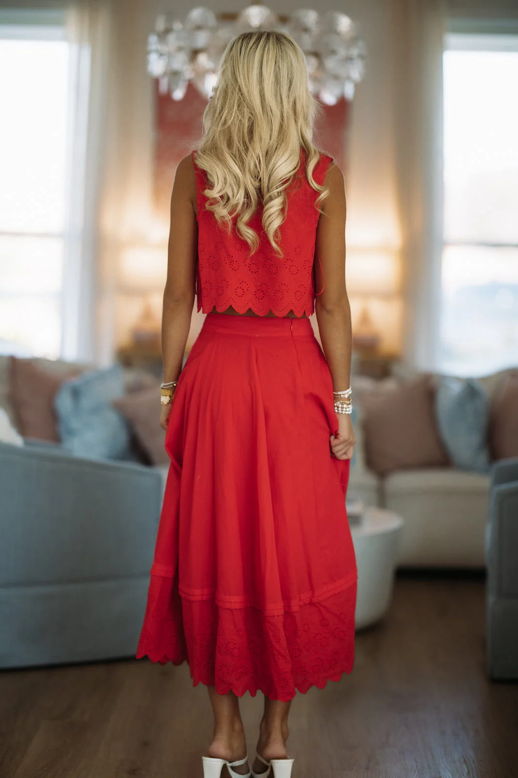 Always Yours Crop Top and Maxi Skirt Set - Red - Image 4