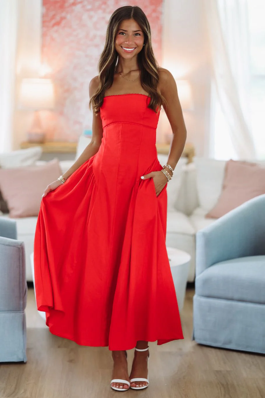 Anne Maxi Dress - Red - Image 2