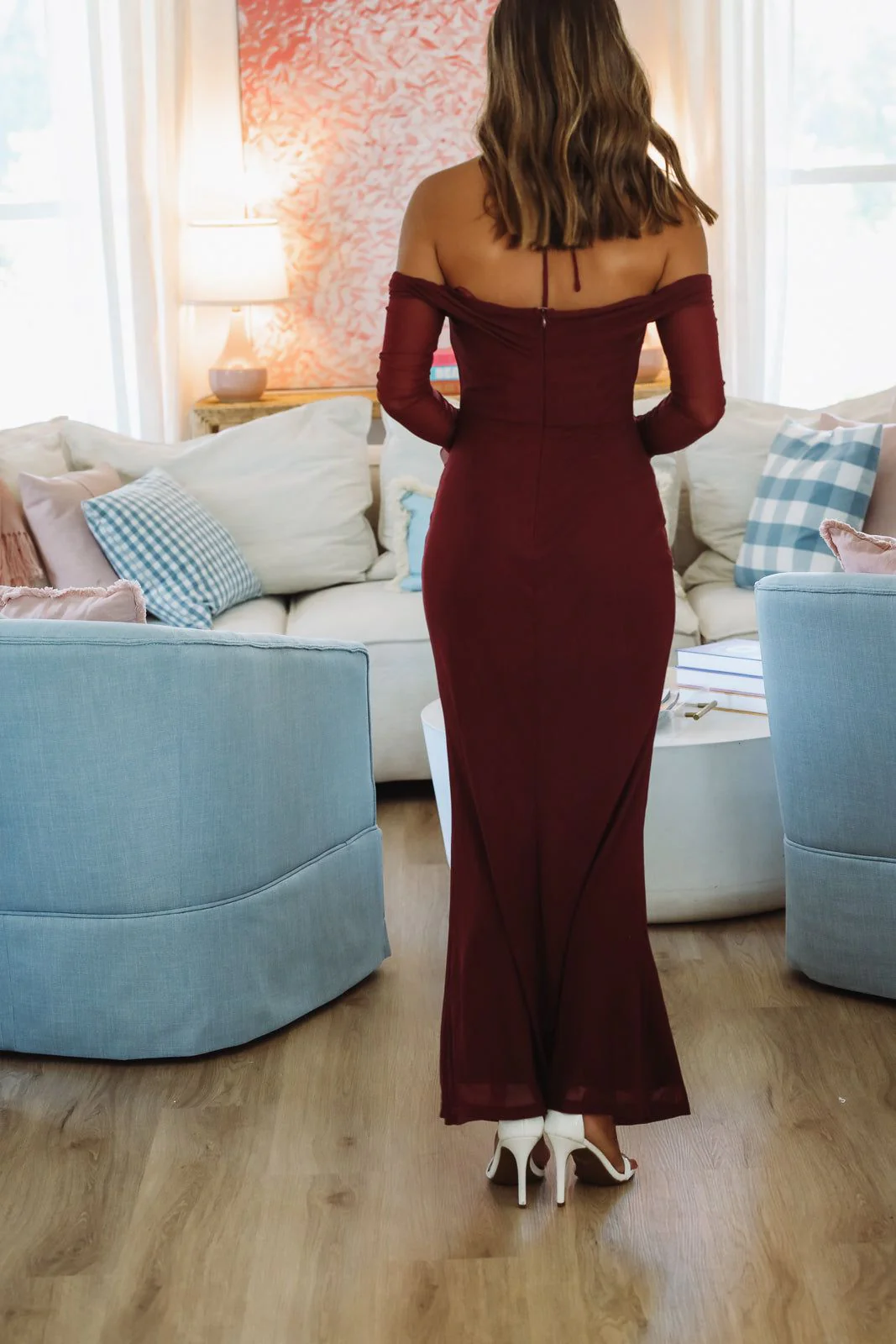 Baby Come Back Midi Dress - Chocolate Burgundy - Image 3