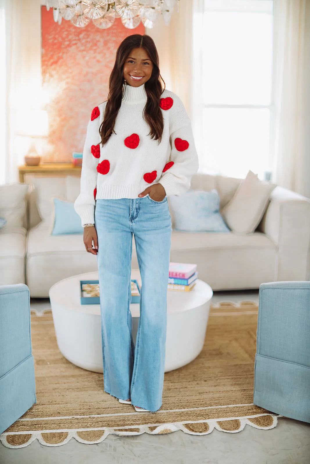 Big Hearts Sweater - White and Red (FINAL SALE) - Image 3