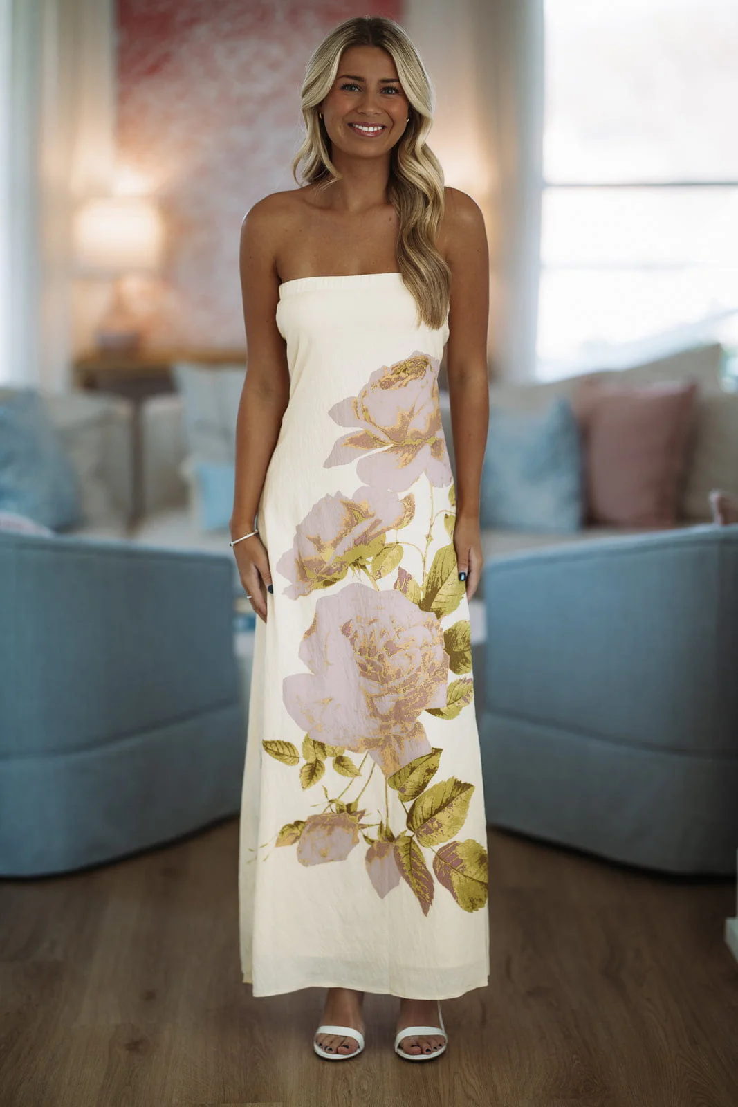 Blow Kisses Maxi Dress - Butter Yellow, Lavender and Green - Image 2