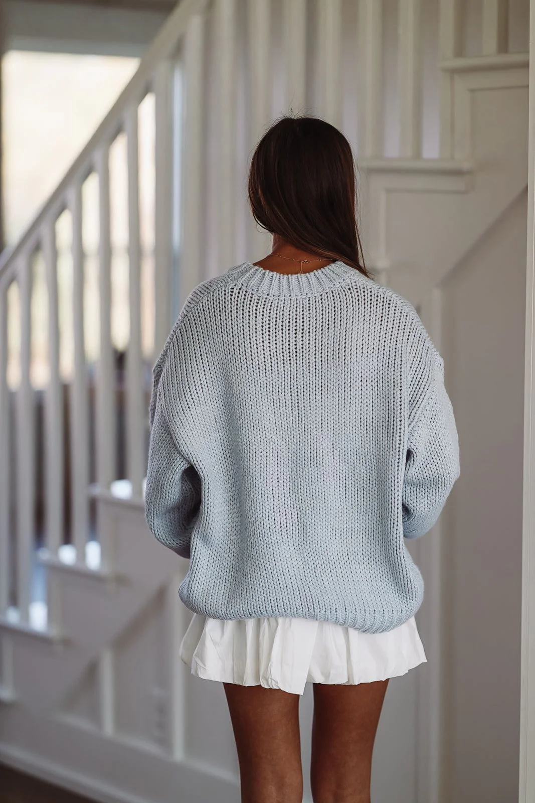 Boots and a Bow Sweater - Dusty Blue - Image 3