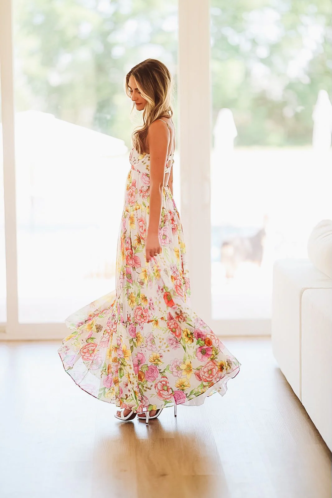 Caviar Dreams Print Maxi Dress - White, Purple, Yellow, Pink, Green - Image 3
