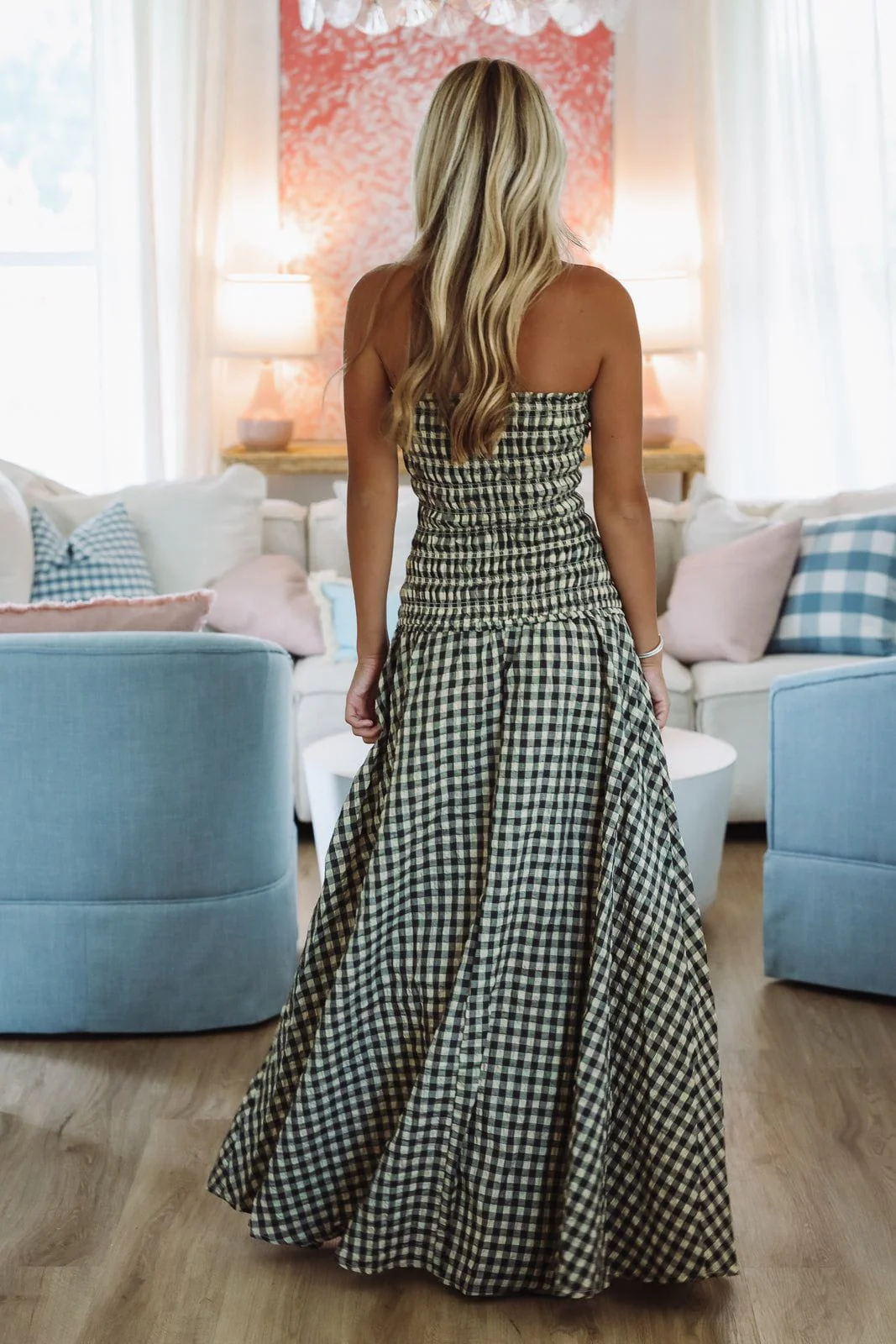 Check Yes Maxi Dress - Black and Taupe - Image 3