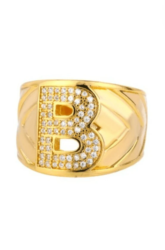 Chunky Initial Ring - Gold