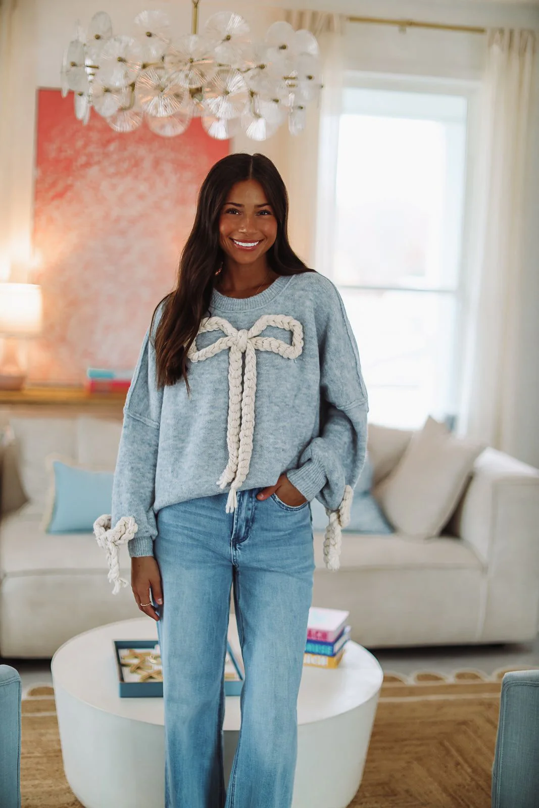 Clara's Bow Sweater - Blue - Image 2