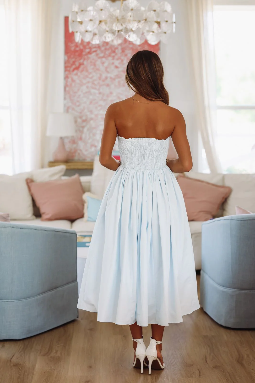 Coastal Sunrise Midi Dress - Light Blue - Image 4