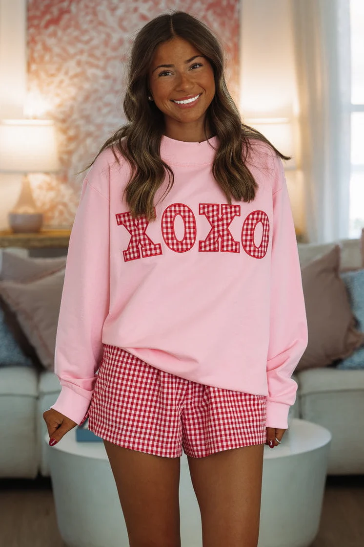 Cute Kisses Mockneck Sweatshirt - Pink