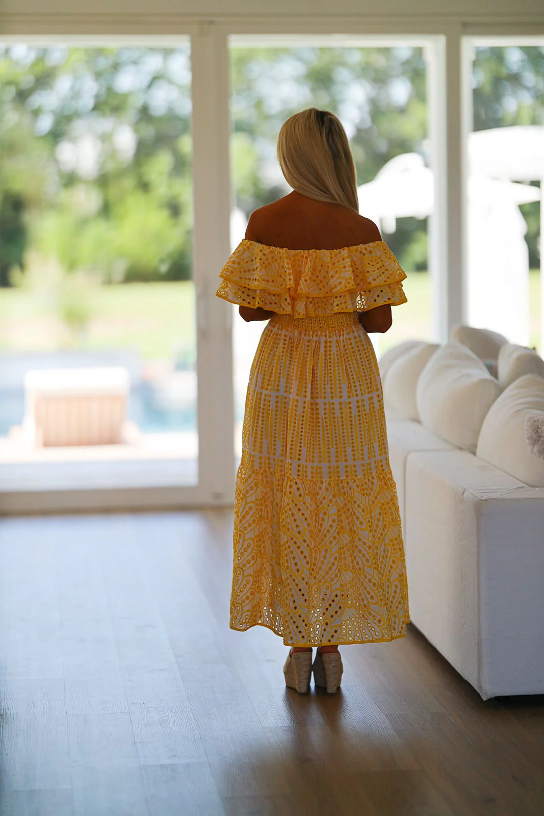 Dayflower Maxi Dress - Yellow and White - Image 3