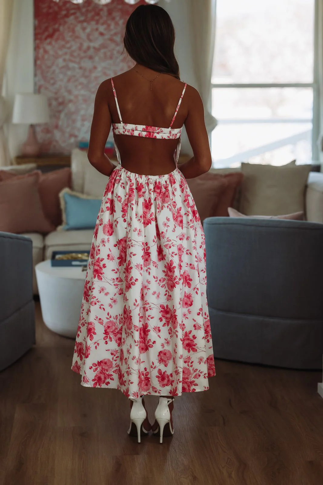 Destene Floral Maxi Dress - Rose Pink and White - Image 2