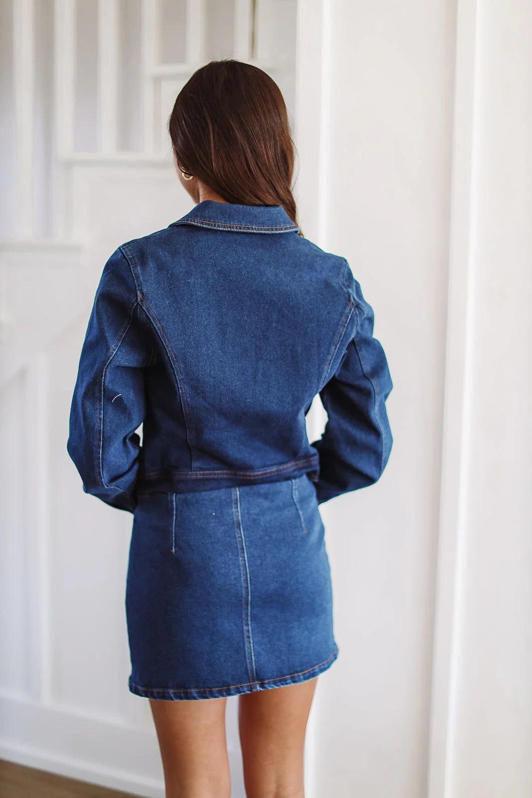Eastbound and Down Front Pocket Mini Skirt - Dark Denim (FINAL SALE) - Image 3