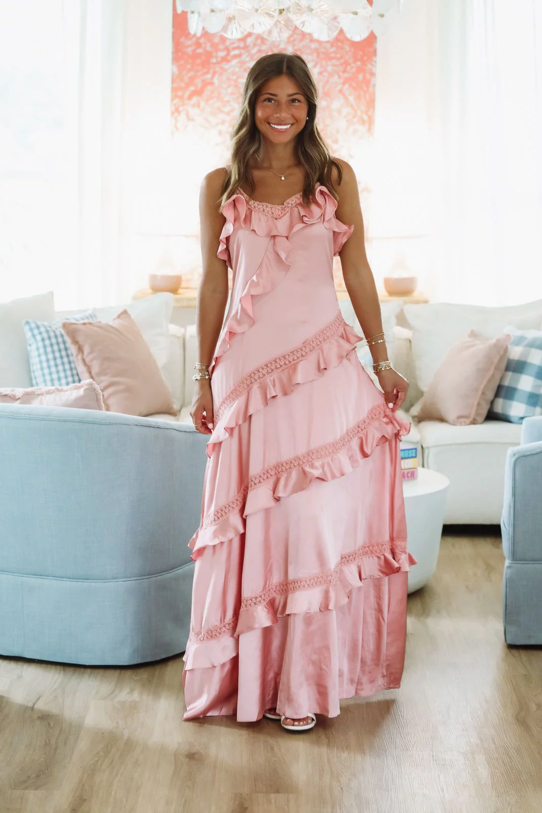 Enchanted Lace Maxi Dress - Rose Pink - Image 2