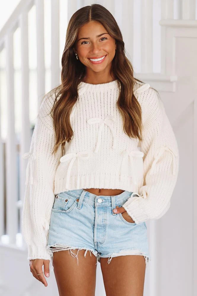 Endless Crush Chunky Bow Sweater - Ivory (FINAL SALE)
