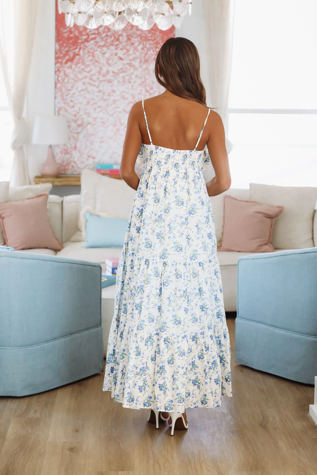 Exciting News Midi Dress - Blue and White - Image 4