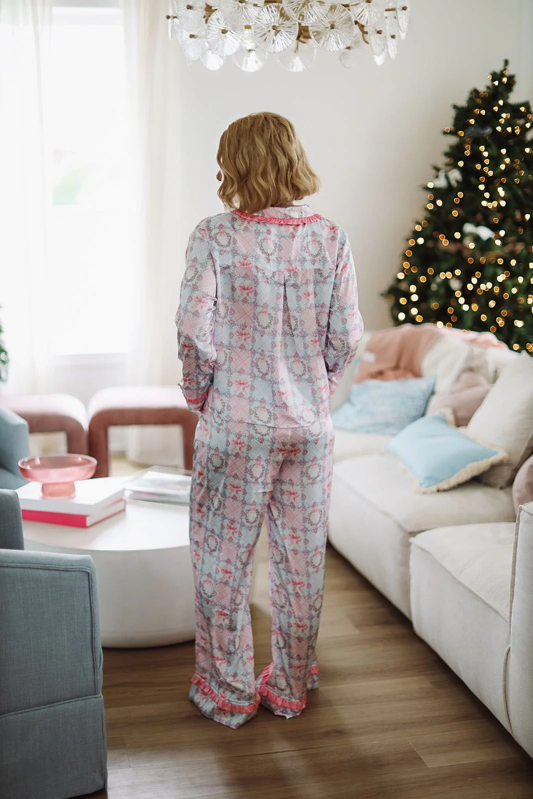 Fancy Me Pant and Top Pajama Set - Pink and Blue - Image 3