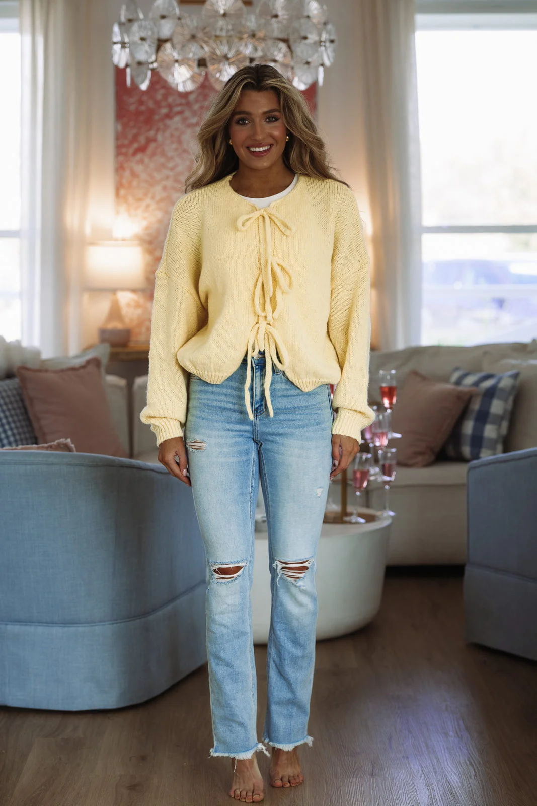 Finessed Oversized Cardigan - Yellow - Image 2