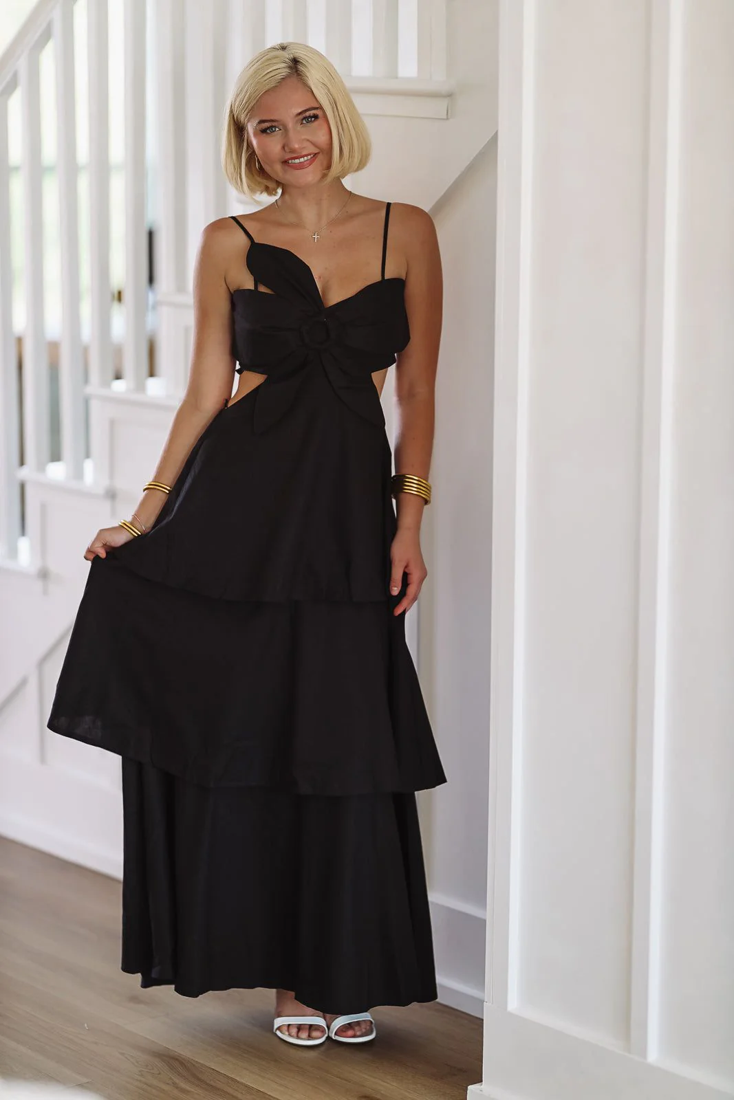 Flower on Top Maxi Dress - Black - Image 3