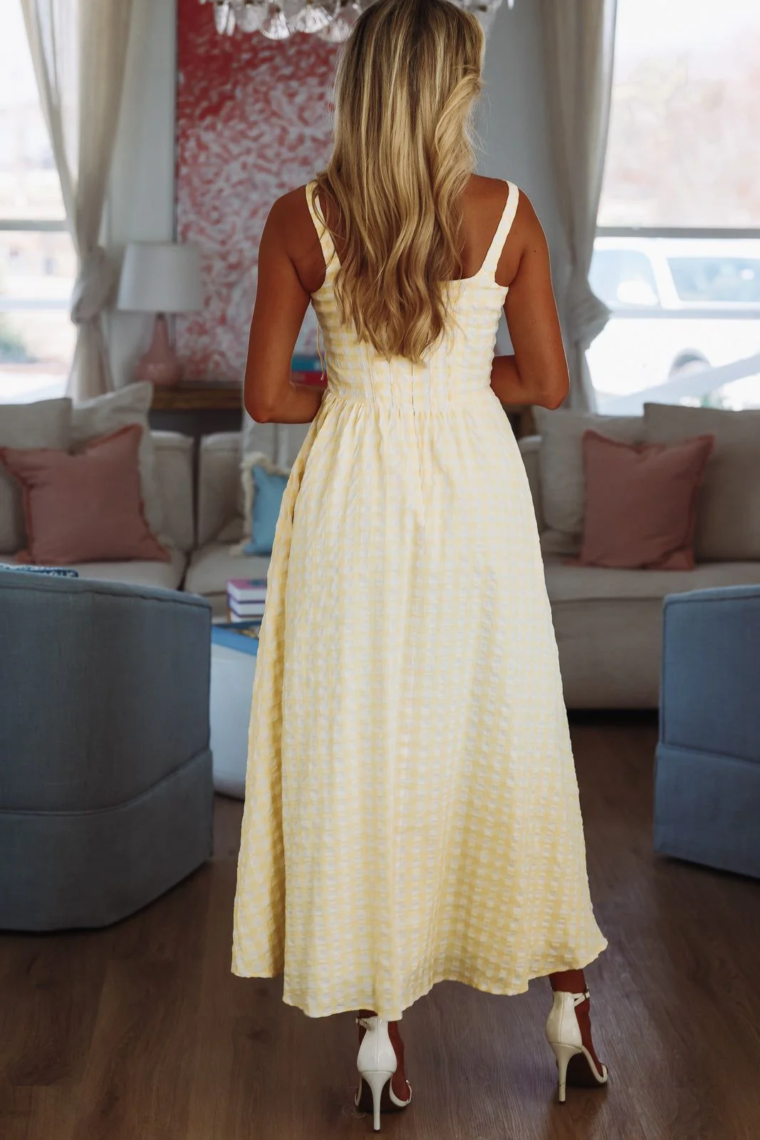 Fresh Lemonade Maxi Dress By Line and Dot - White and Yellow - Image 4