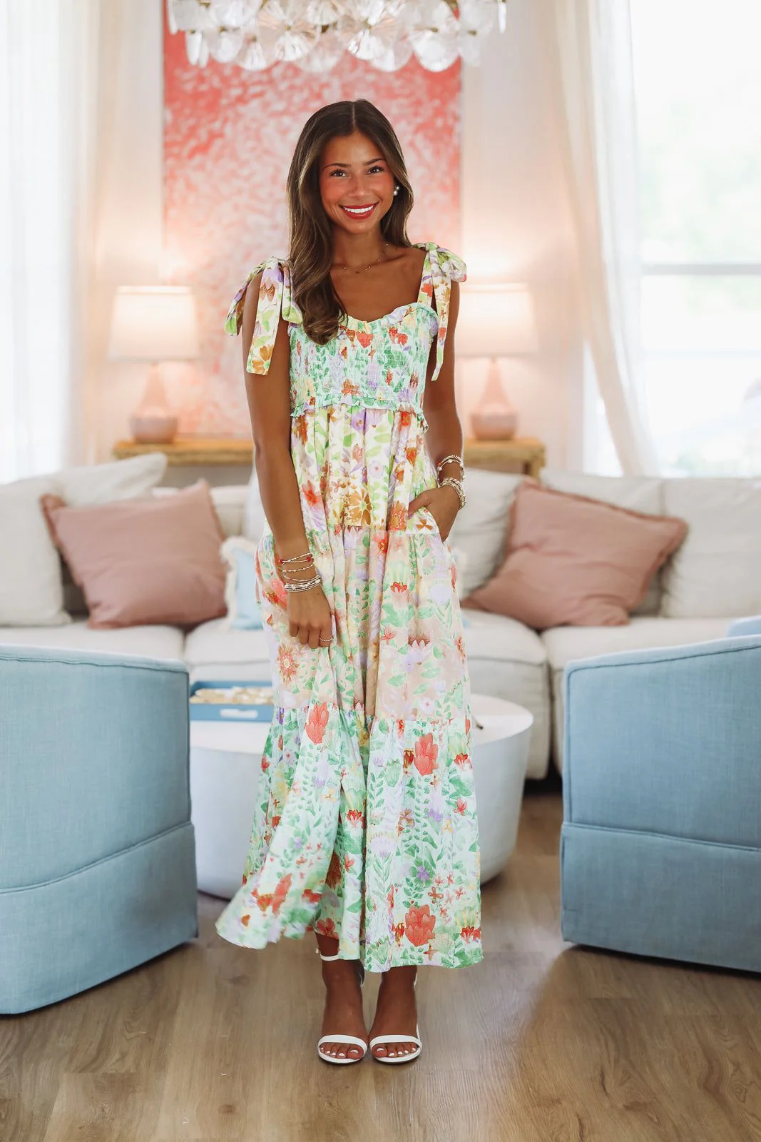 Garden Dream Maxi Dress - Green, Purple and Pink - Image 2