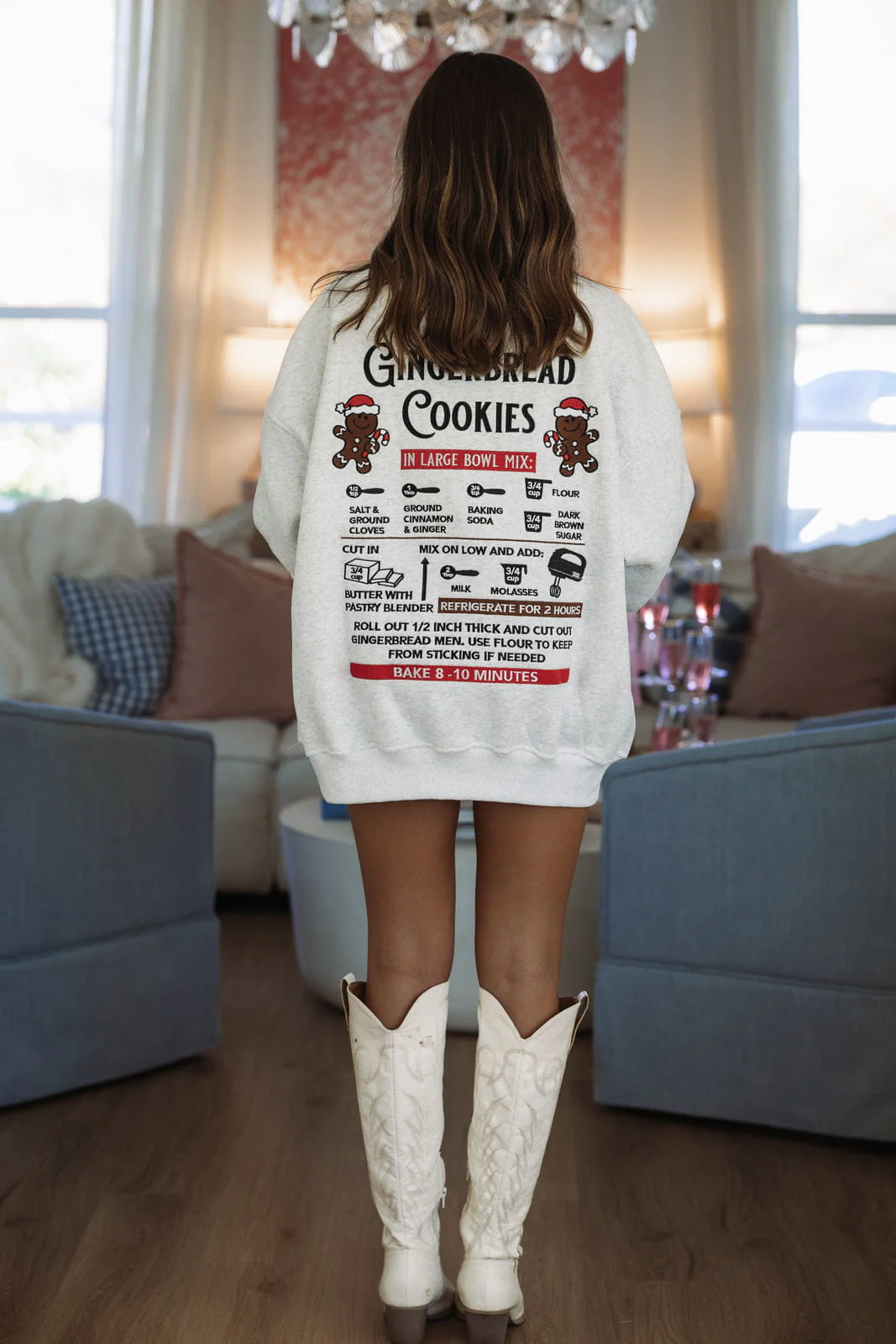 Gingerbread Recipe Christmas Sweatshirt - Grey - Image 2
