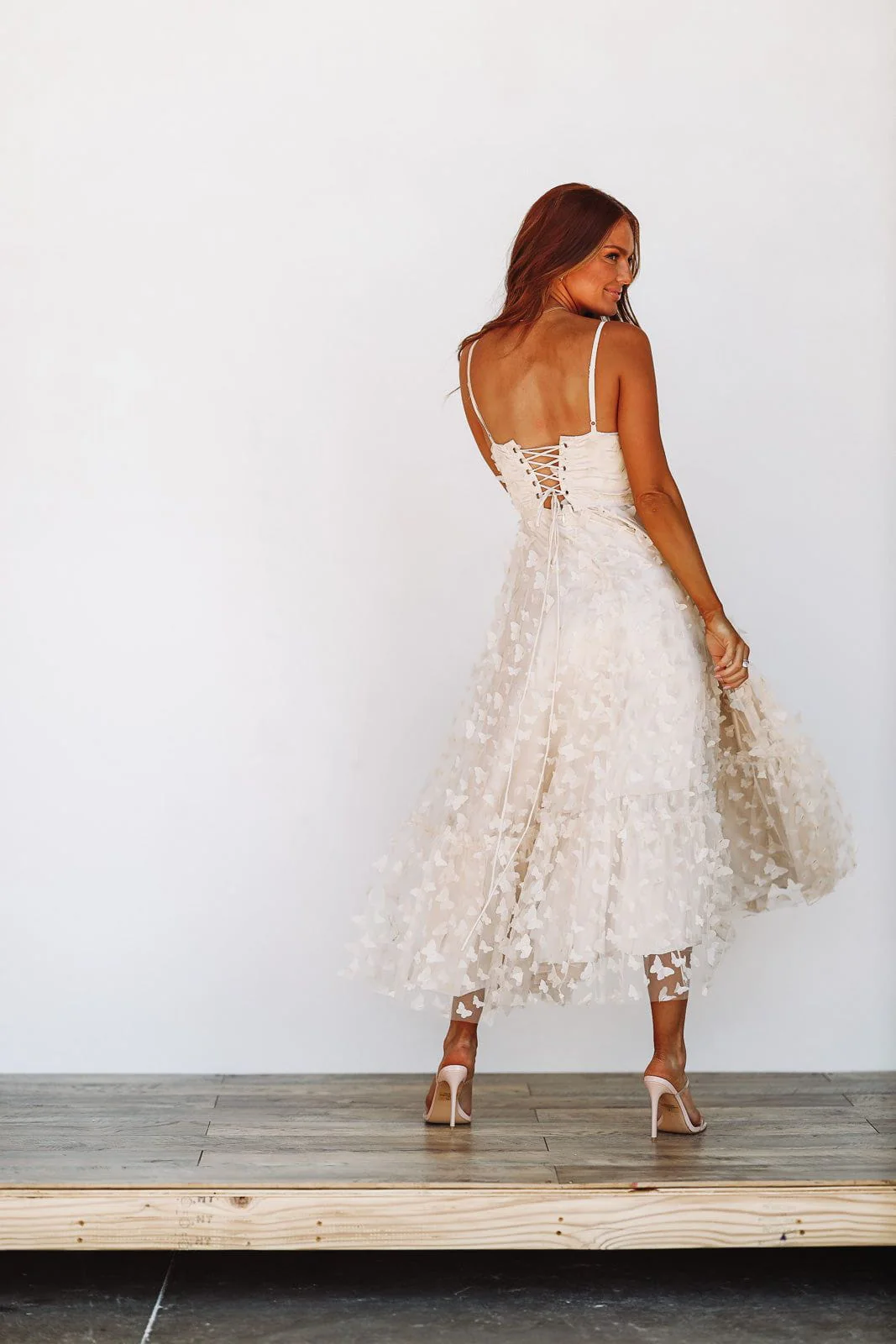 Giving Me Butterflies Midi Dress - Cream Ivory - Image 3