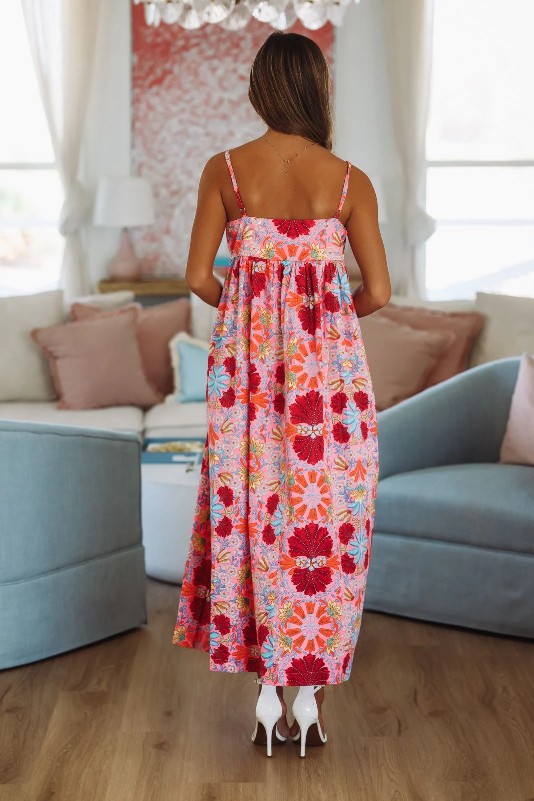 Go To Palm Springs Midi Dress - Pink Blue Yellow Orange - Image 3