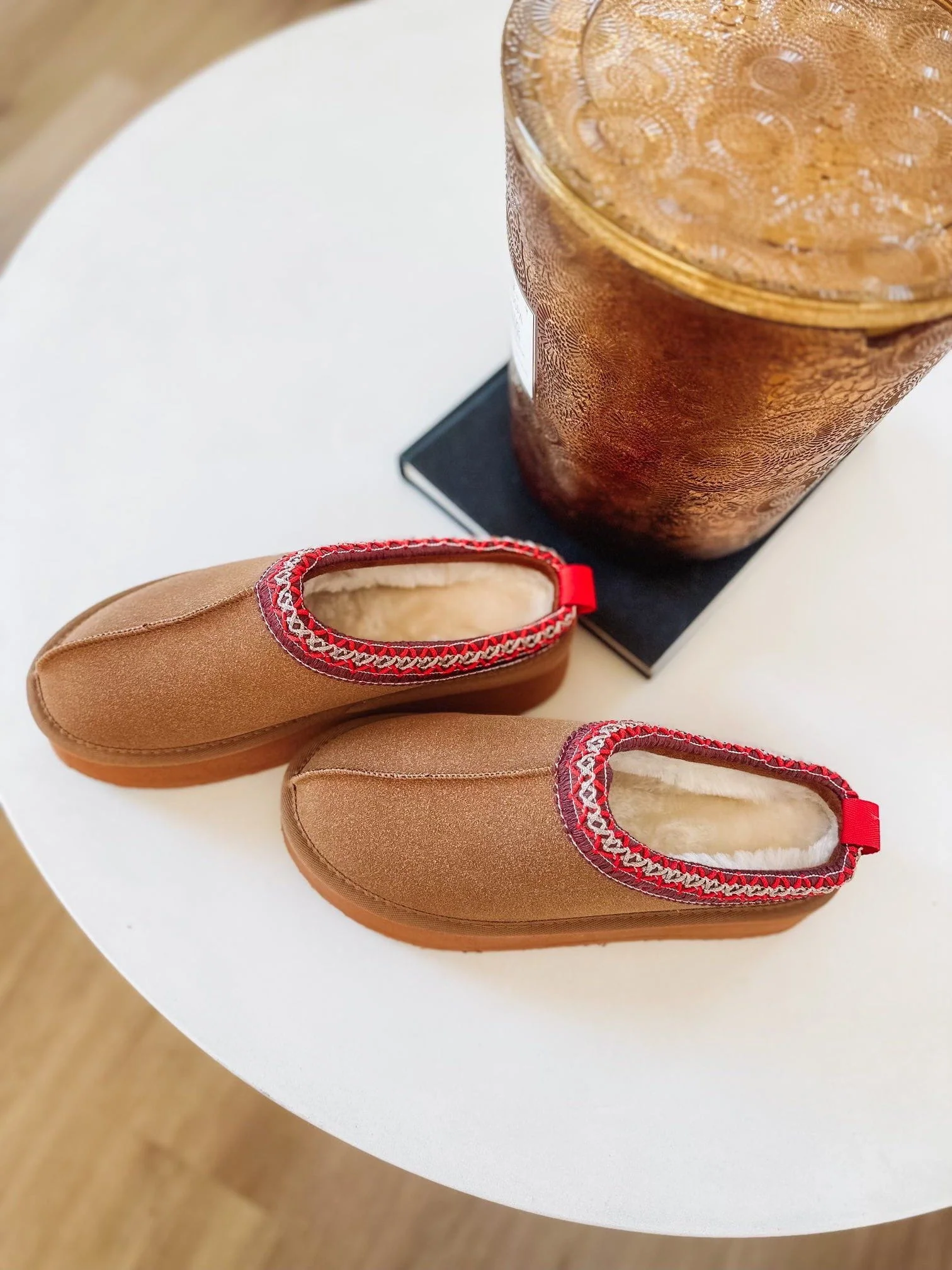 H&O Platform Faux Fur Slide on Mules - Camel - Image 2