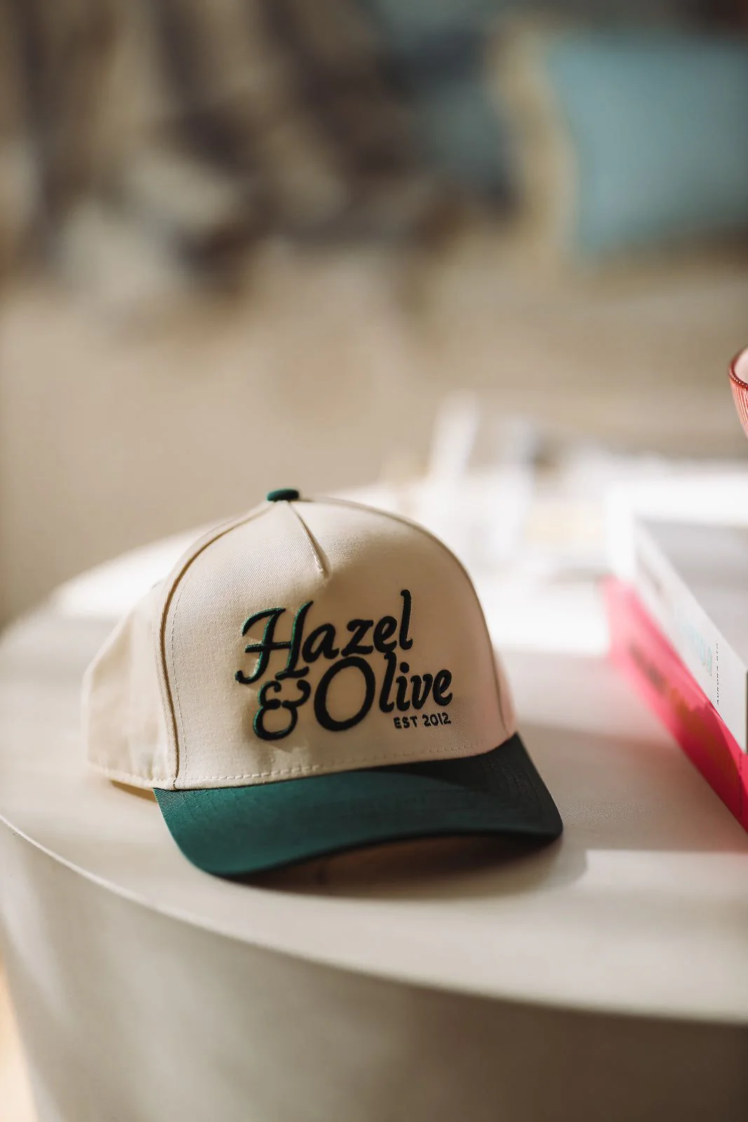 Hazel & Olive Two Toned Snapback Hat - Beige and Green