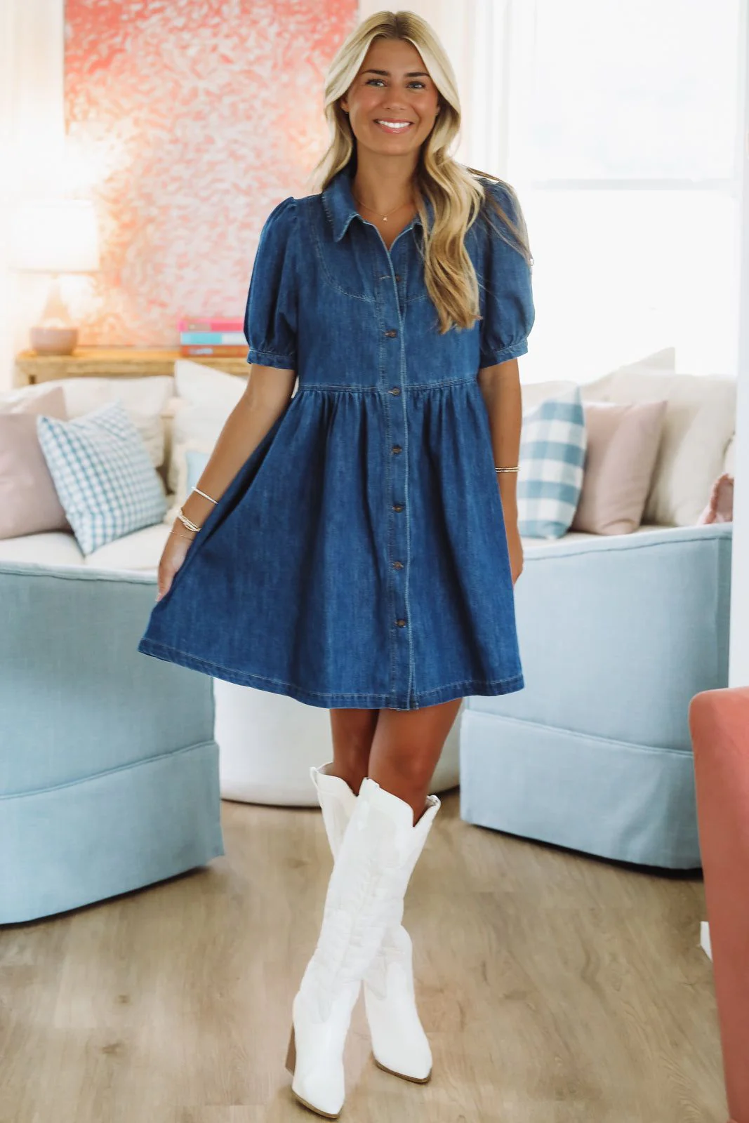 Headed to the Ryman Mini Dress - Indigo Denim - Image 2