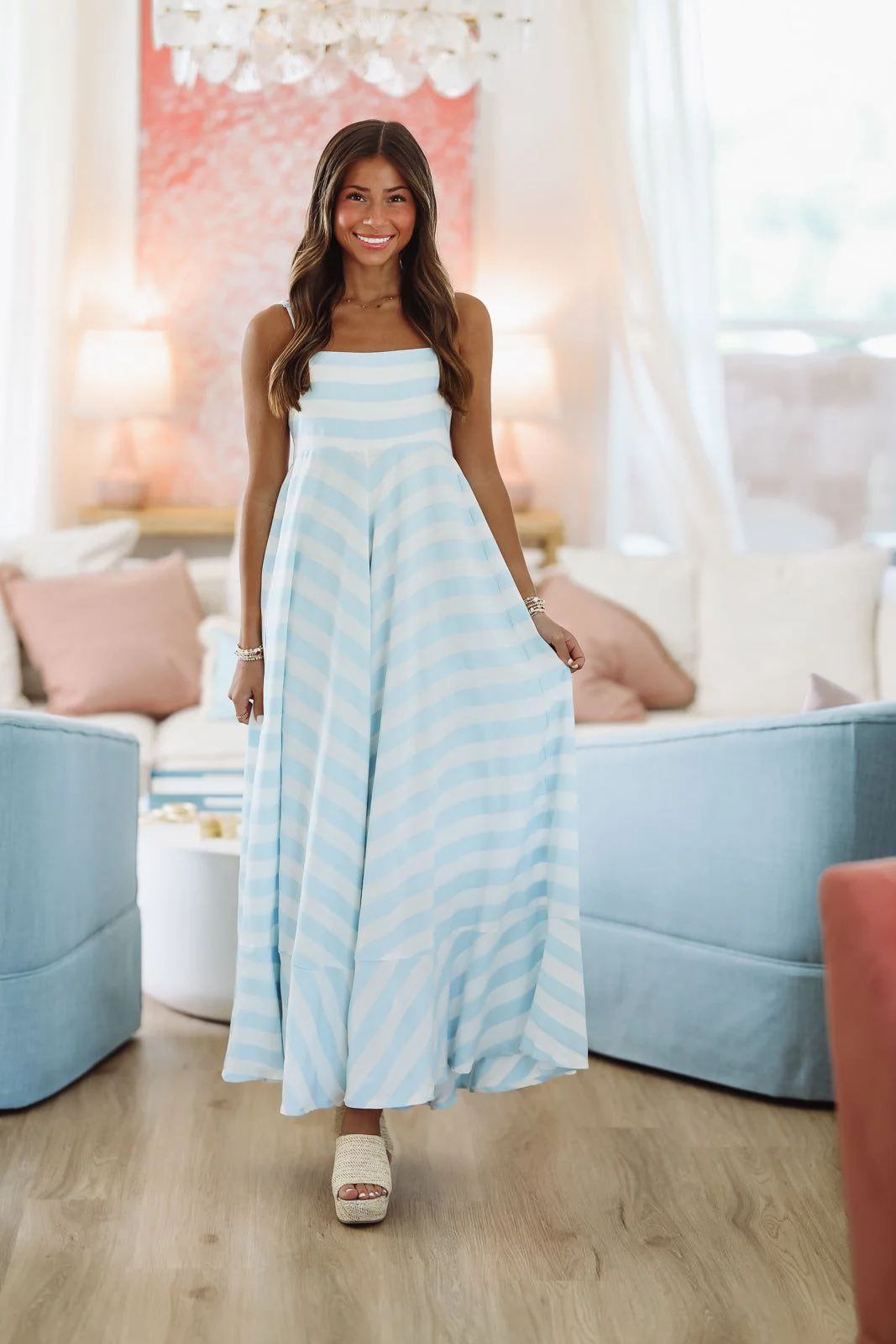High Tides Maxi Dress - Light Blue and White - Image 2