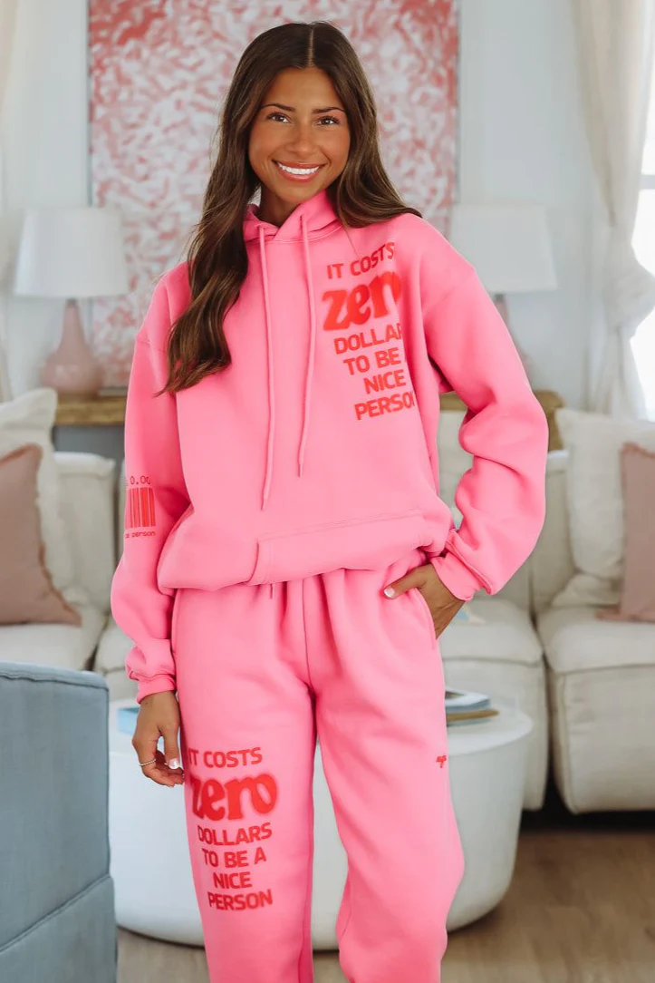 It Costs Nothing To Be A Nice Person Pink Hoodie By Mayfair Group - Pink