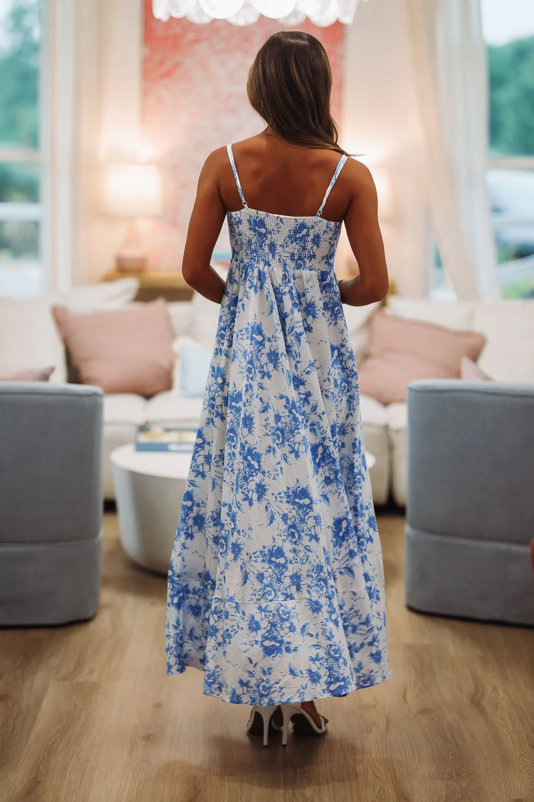 Joyful Journey Maxi Dress - White and Blue - Image 4