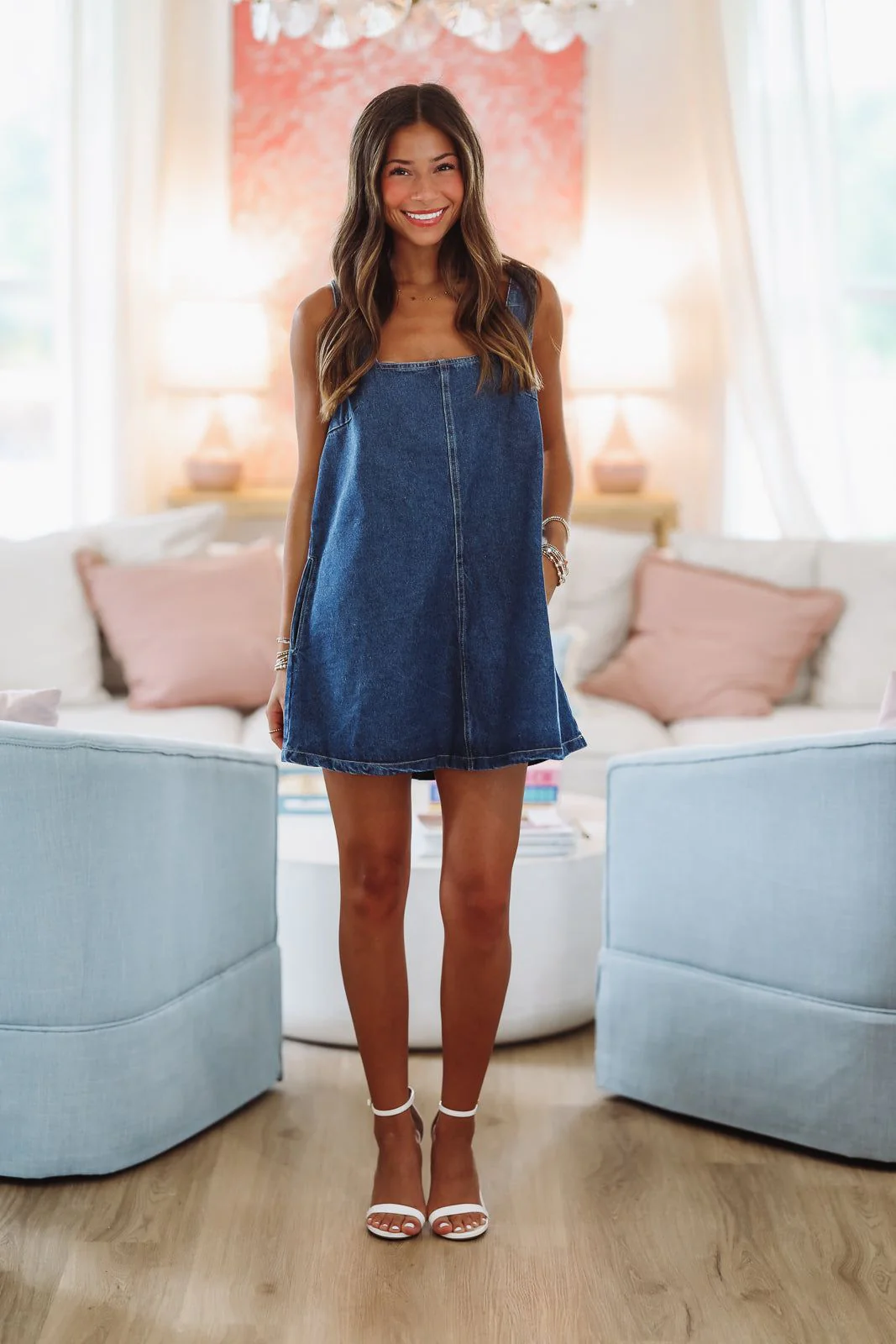 Jukebox Flare Mini Dress - Denim - Image 2