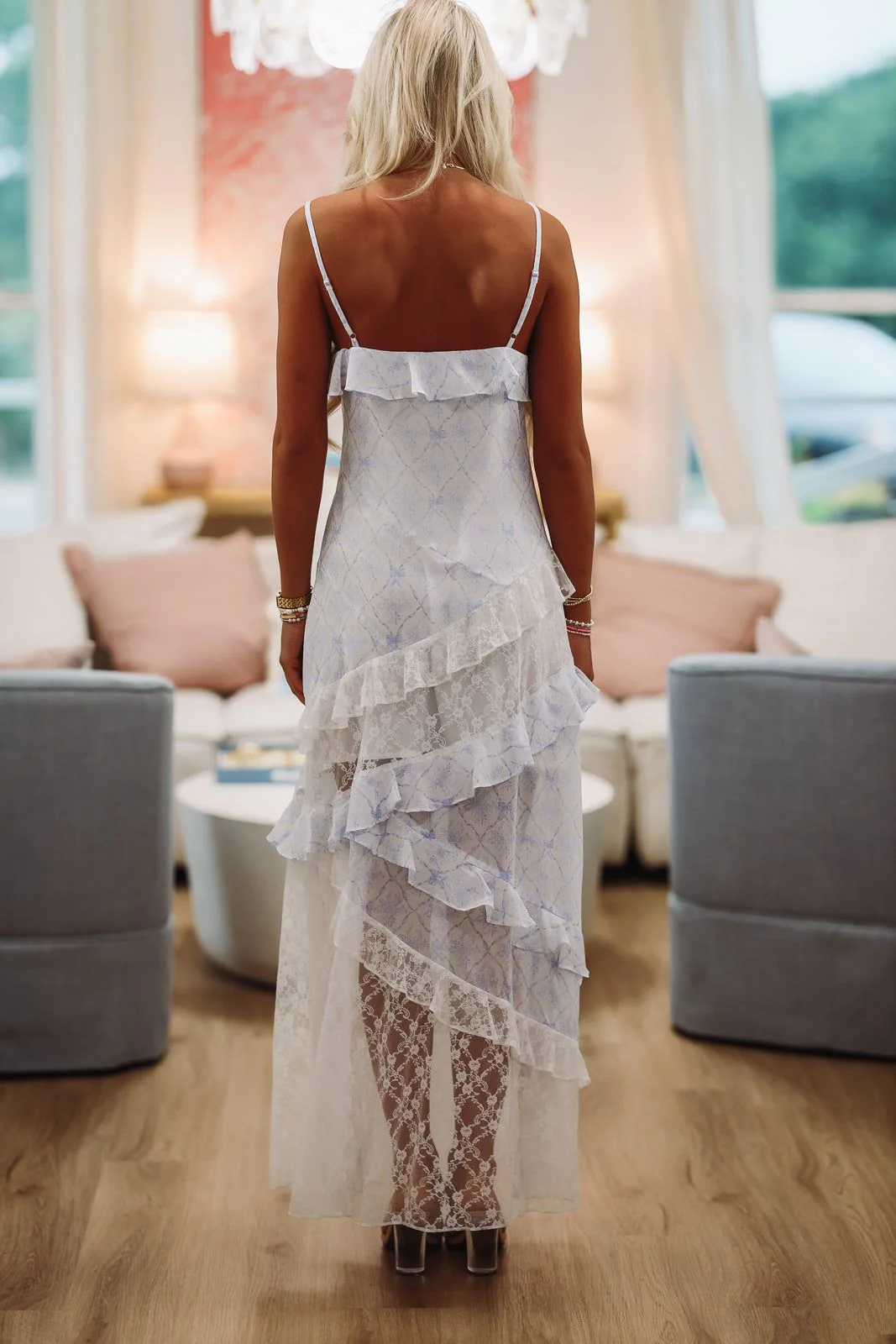 Lace Ever so Fancy Maxi Dress Gown - Blue - Image 4