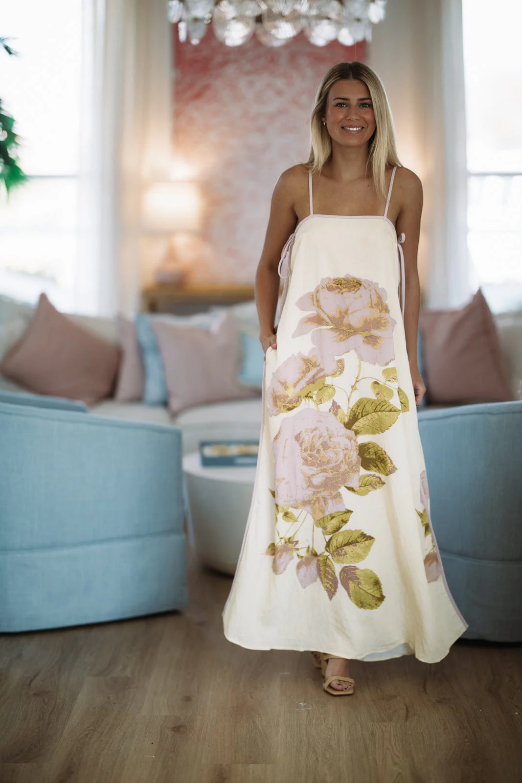 Lasting Embrace Maxi Dress - Butter Yellow, Lavender and Green - Image 3