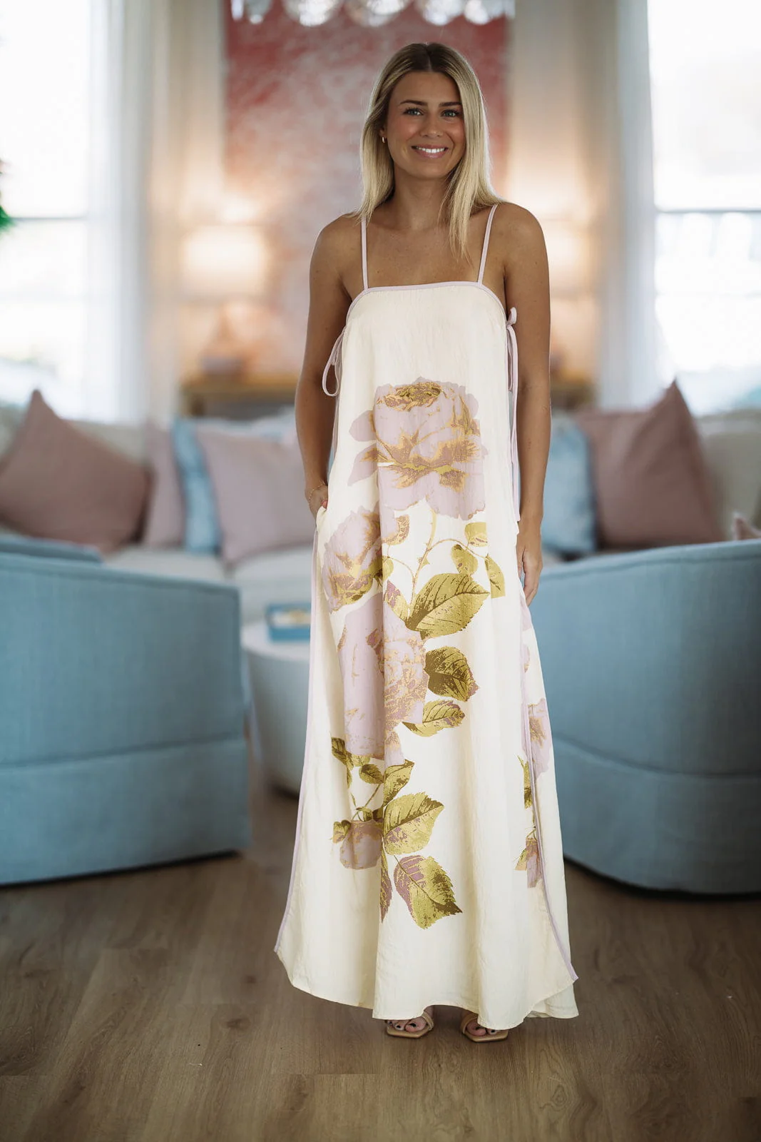 Lasting Embrace Maxi Dress - Butter Yellow, Lavender and Green - Image 5