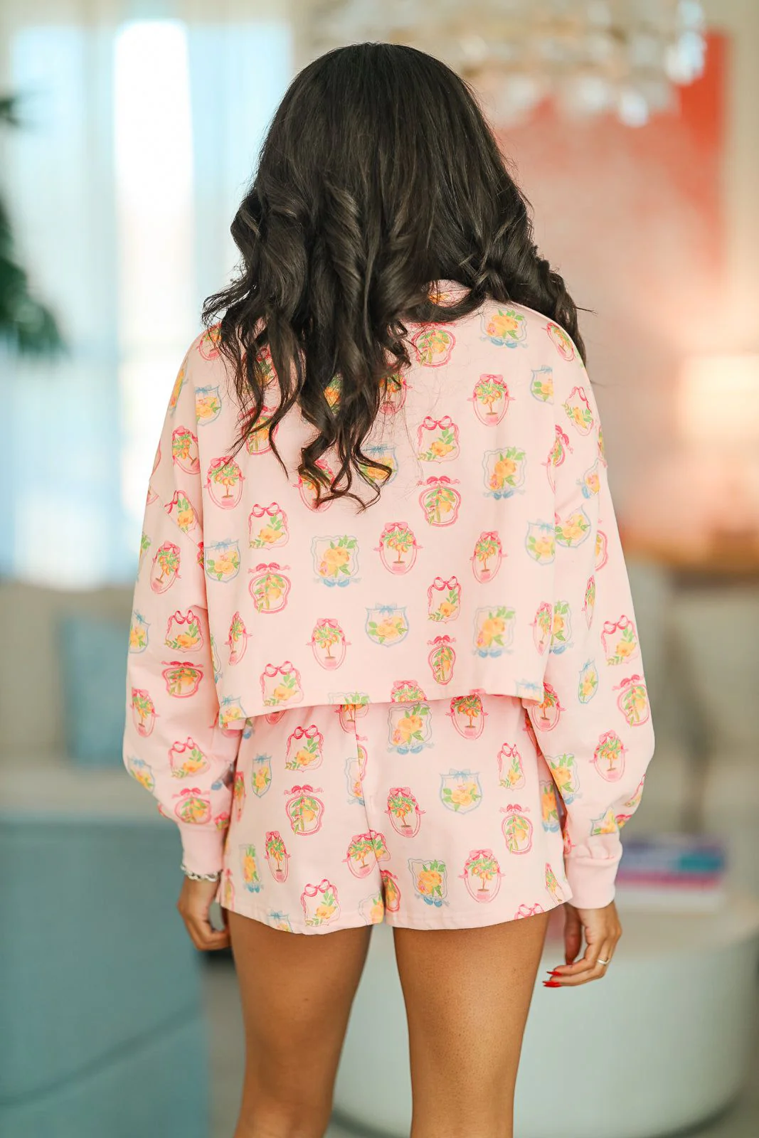 Lemon Amalfi Coast Cropped Pullover - Pink (FINAL SALE) - Image 2