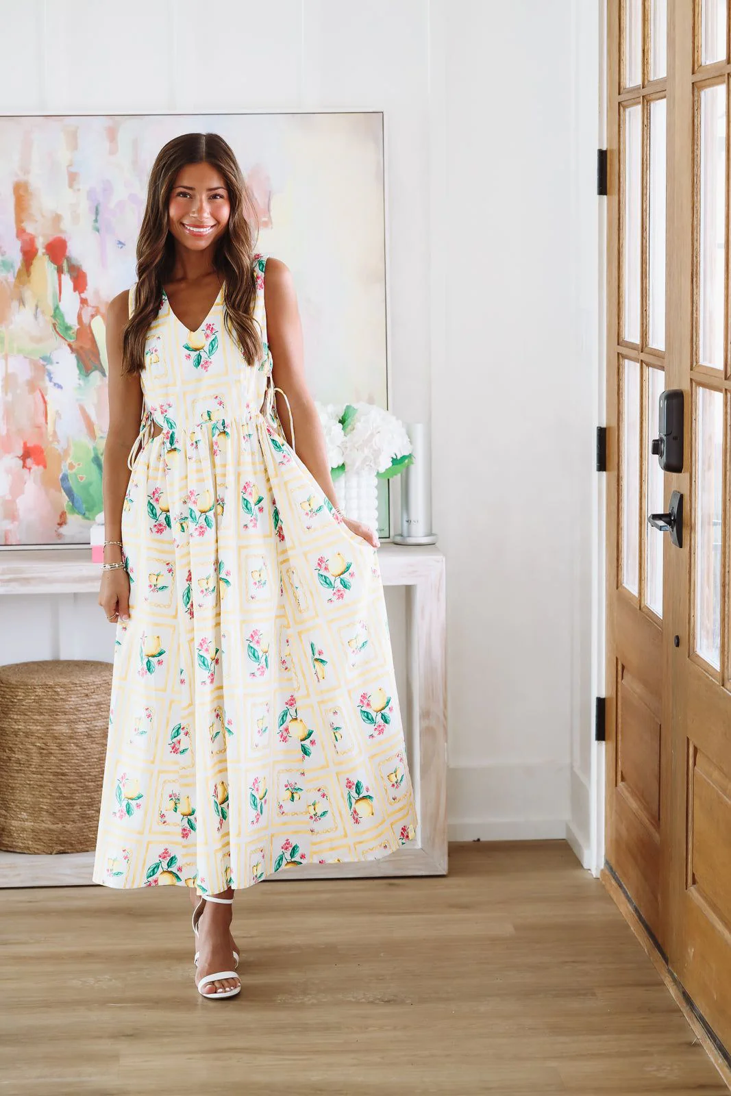 Lemon Shine Maxi Dress - Yellow and White (FINAL SALE) - Image 2