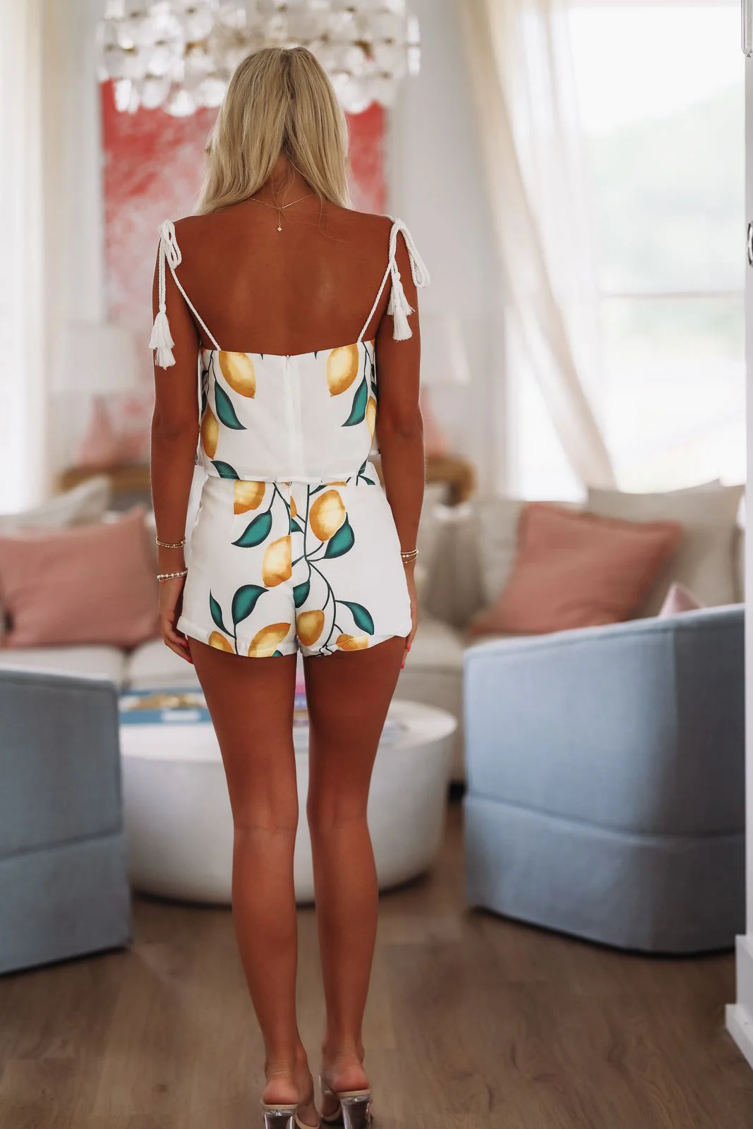 Lemon Squeezy Top and Shorts Set - White, Yellow and Green - Image 2