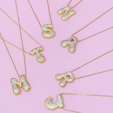 Let Me Sparkle Bubble Letter Necklace - Gold - Image 3