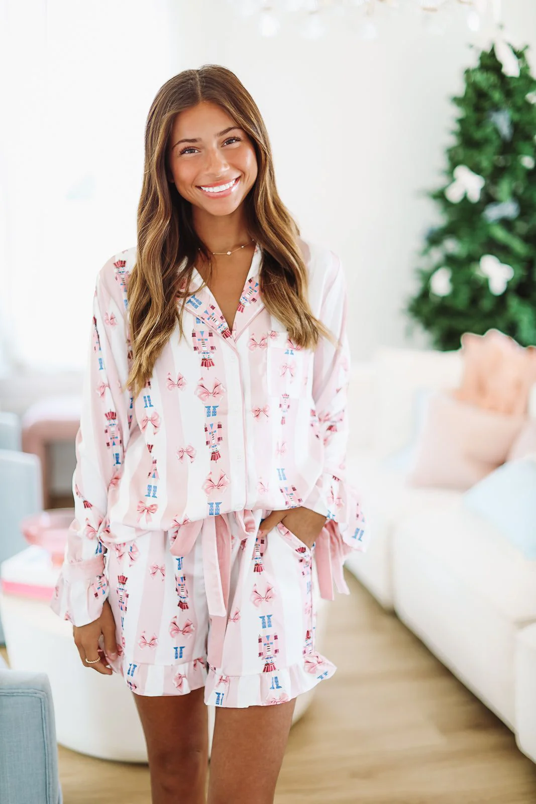 Let's Get Cracking Nutcracker Pajama Shorts - Pink - Image 2