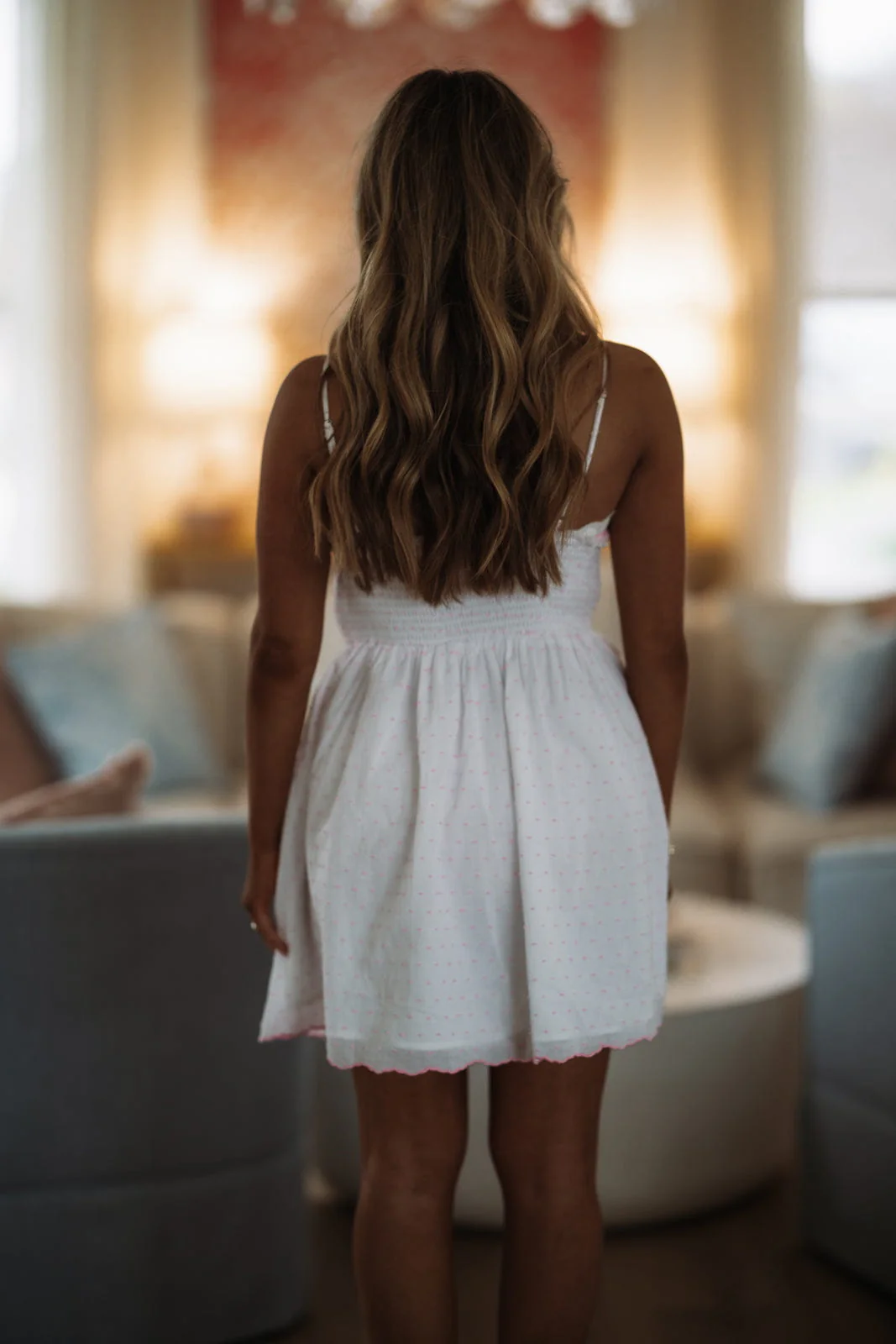 Little Things Mini Dress - White and Pink - Image 3