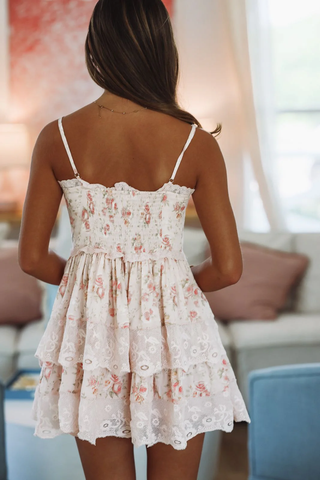 Lovely Floral Impressions Mini Dress - Pink - Image 4