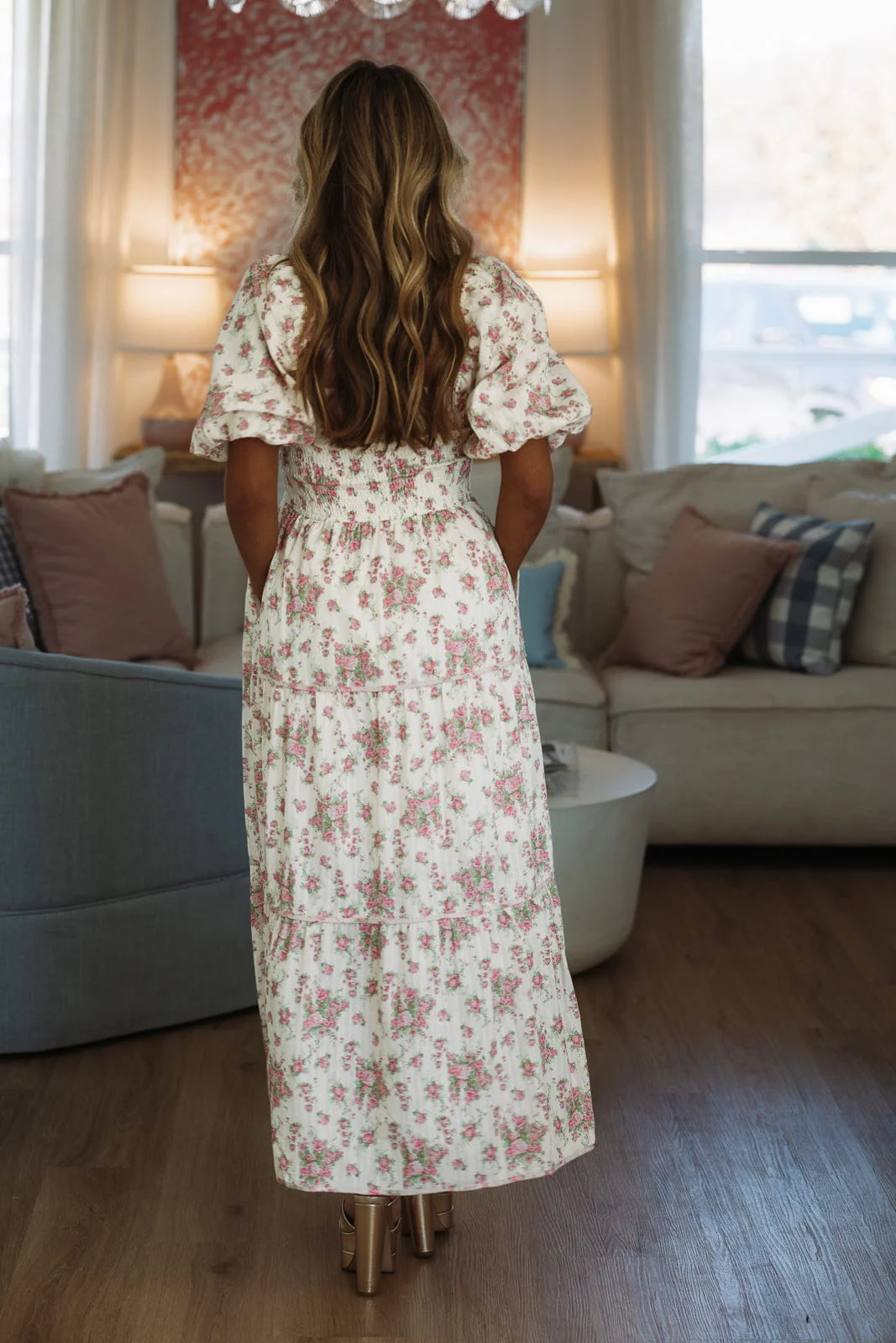 Magnolia Lane Maxi Dress - White and Pink - Image 4
