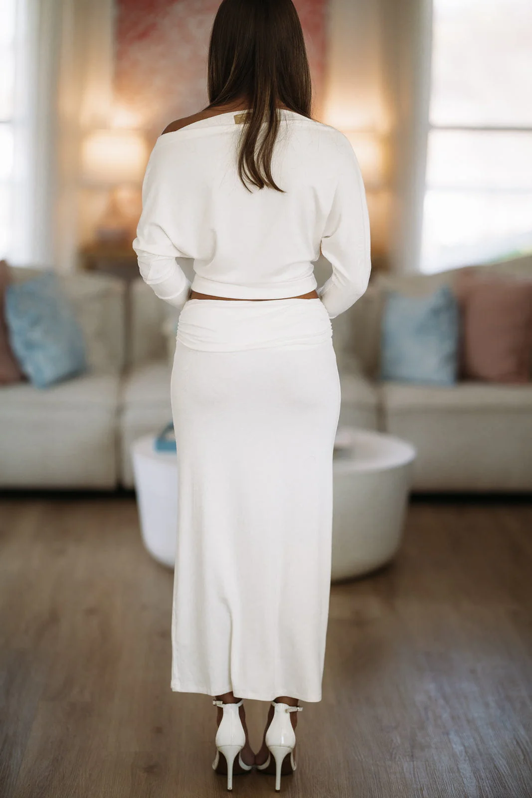 Moonbeam Top and Maxi Skirt Set - White - Image 3