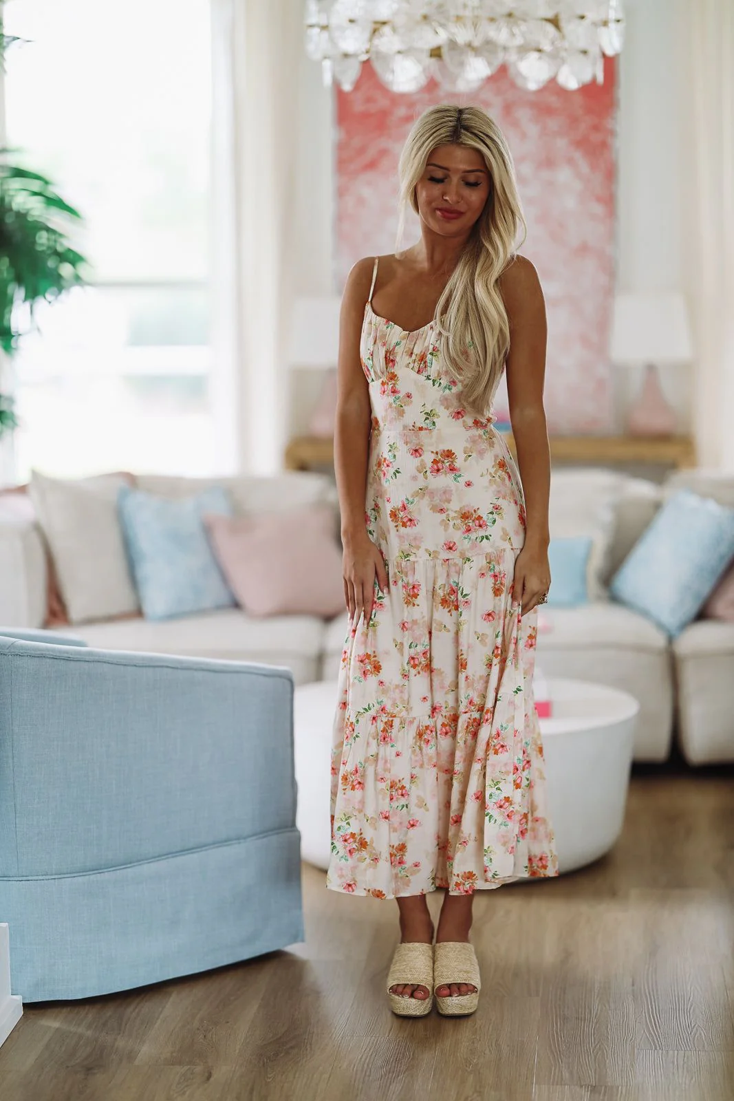 More Than Words Maxi Dress - Cream and Pink - Image 5