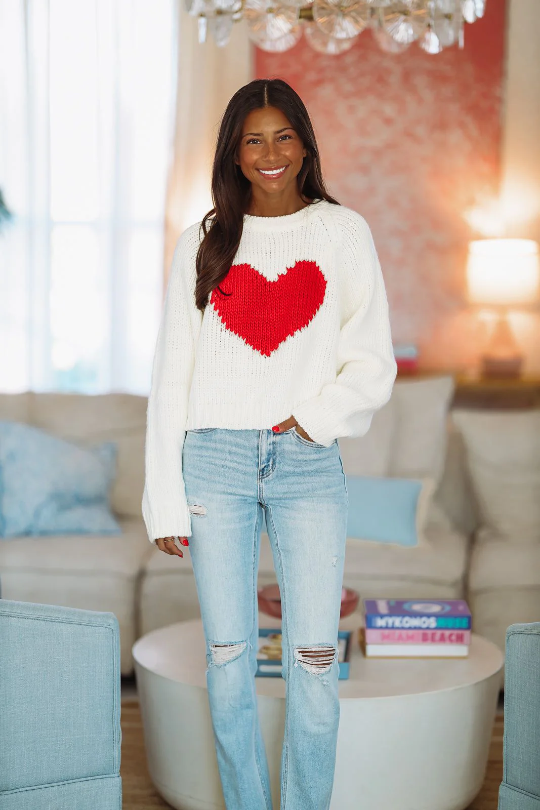 My Heart Crop Sweater - White - Image 2