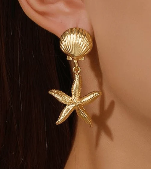 Ocean Shells Earrings - Gold - Image 2